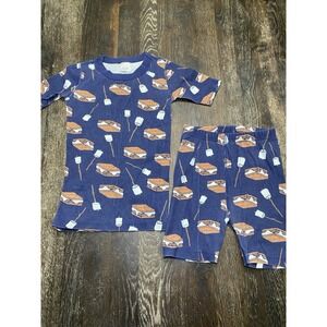 HANNA ANDERSSON Navy S'mores 2 Piece SHORT JOHN PAJAMAS Sz 8